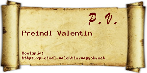 Preindl Valentin névjegykártya